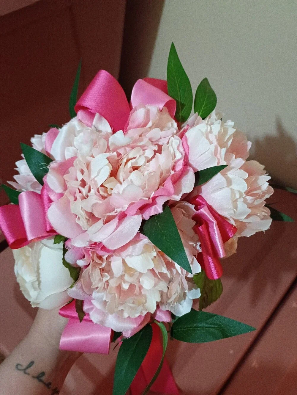 Pink Peony Bouquet with Ribbon 🎀